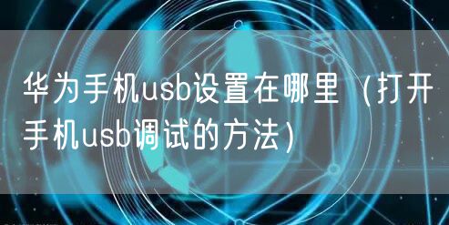 华为手机usb设置在哪里（打开手机usb调试的方法）