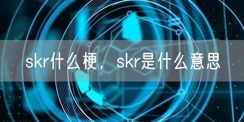 skr什么梗,skr是什么意思