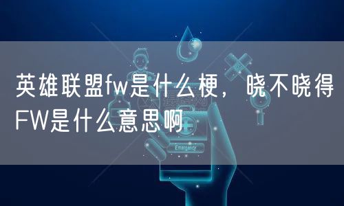 英雄联盟fw是什么梗，晓不晓得FW是什么意思啊