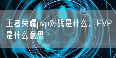 王者荣耀pvp对战是什么,PVP是什么意思