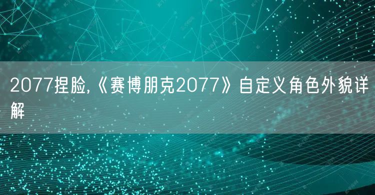 2077捏脸,《赛博朋克2077》自定义角色外貌详解