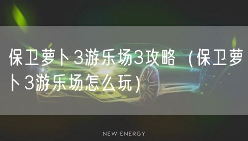 保卫萝卜3游乐场3攻略(保卫萝卜3游乐场怎么玩)