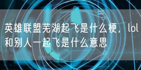 英雄联盟芜湖起飞是什么梗，lol和别人一起飞是什么意思