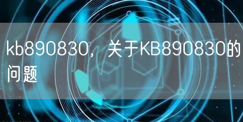kb890830,关于KB890830的问题