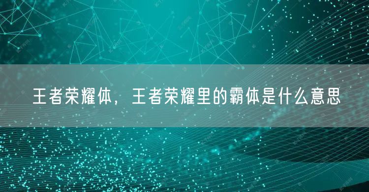 王者荣耀体,王者荣耀里的霸体是什么意思