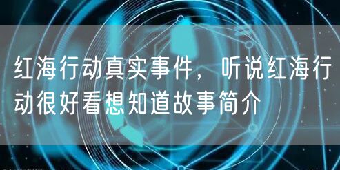 红海行动真实事件,听说红海行动很好看想知道故事简介