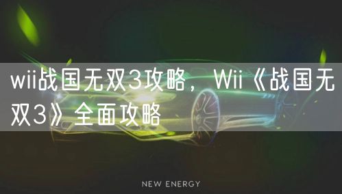 wii战国无双3攻略，Wii《战国无双3》全面攻略