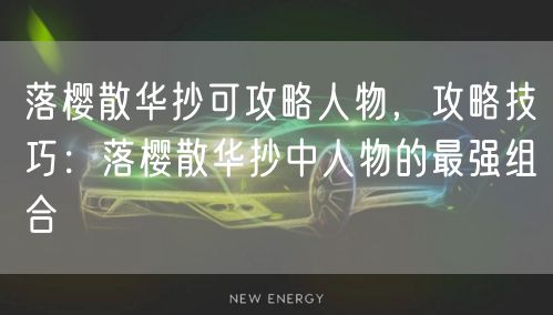 落樱散华抄可攻略人物，攻略技巧：落樱散华抄中人物的最强组合
