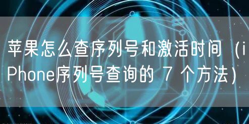 苹果怎么查序列号和激活时间（iPhone序列号查询的 7 个方法）