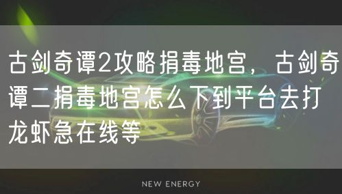 古剑奇谭2攻略捐毒地宫,古剑奇谭二捐毒地宫怎么下到平台去打龙虾急在线等