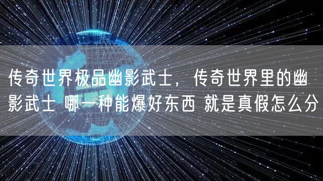 传奇世界极品幽影武士，传奇世界里的幽影武士 哪一种能爆好东西 就是真假怎么分