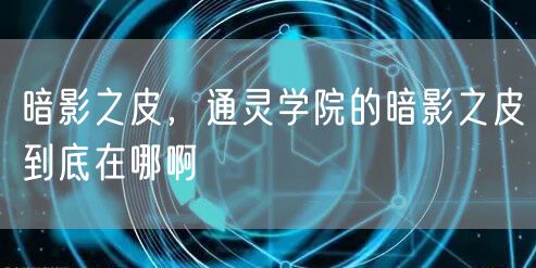 暗影之皮，通灵学院的暗影之皮到底在哪啊