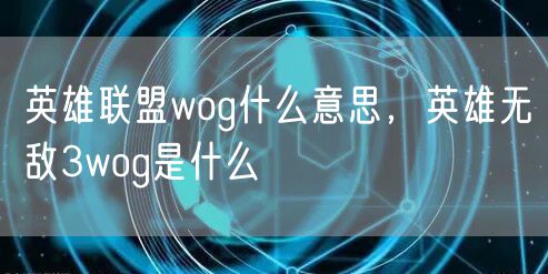 英雄联盟wog什么意思，英雄无敌3wog是什么