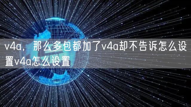 v4a,那么多包都加了v4a却不告诉怎么设置v4a怎么设置