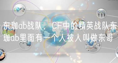 东珈ab战队,CF中的精英战队东珈ab里面有一个人被人叫做东哥