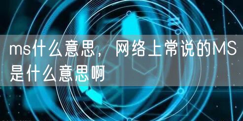 ms什么意思，网络上常说的MS是什么意思啊