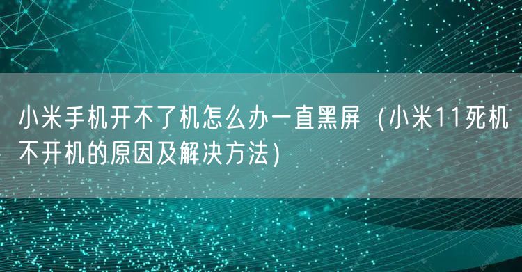 小米手机开不了机怎么办一直黑屏(小米11死机不开机的原因及解决方法)
