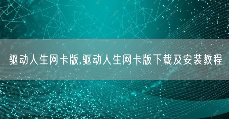 驱动人生网卡版,驱动人生网卡版下载及安装教程