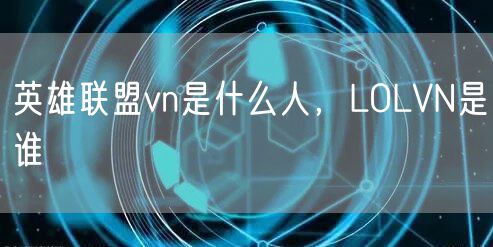 英雄联盟vn是什么人，LOLVN是谁
