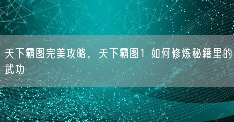 天下霸图完美攻略，天下霸图1 如何修炼秘籍里的武功
