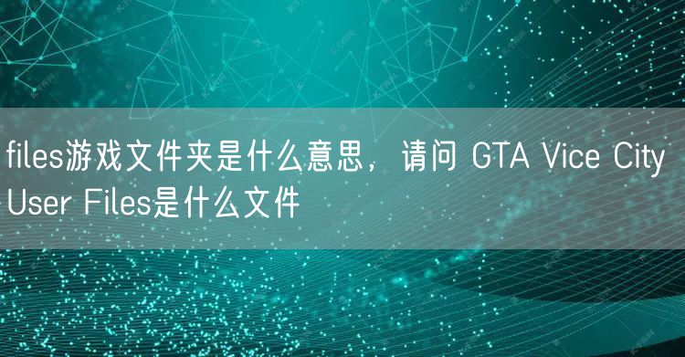 files游戏文件夹是什么意思,请问 GTA Vice City User Files是什么文件