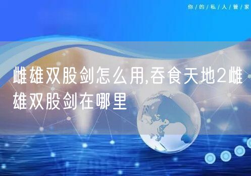 雌雄双股剑怎么用,吞食天地2雌雄双股剑在哪里