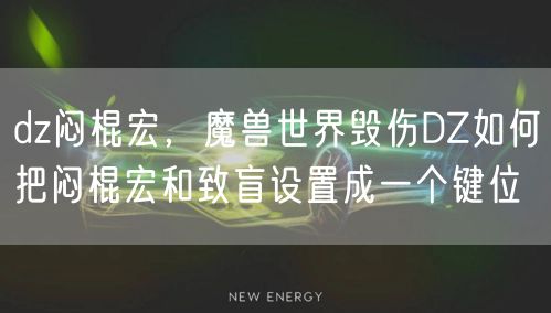 dz闷棍宏,魔兽世界毁伤DZ如何把闷棍宏和致盲设置成一个键位