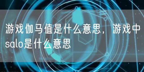 游戏伽马值是什么意思，游戏中salo是什么意思