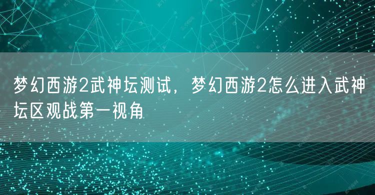 梦幻西游2武神坛测试，梦幻西游2怎么进入武神坛区观战第一视角