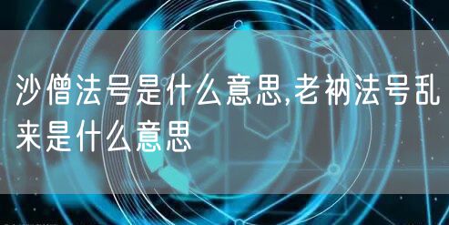 沙僧法号是什么意思,老衲法号乱来是什么意思