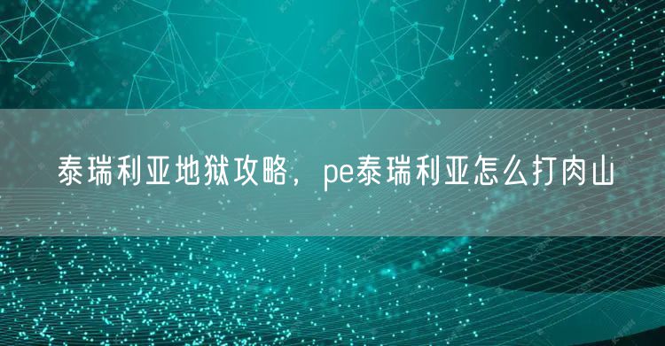 泰瑞利亚地狱攻略，pe泰瑞利亚怎么打肉山