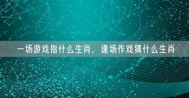 一场游戏指什么生肖，逢场作戏猜什么生肖