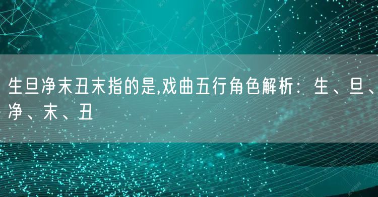 生旦净末丑末指的是,戏曲五行角色解析：生、旦、净、末、丑