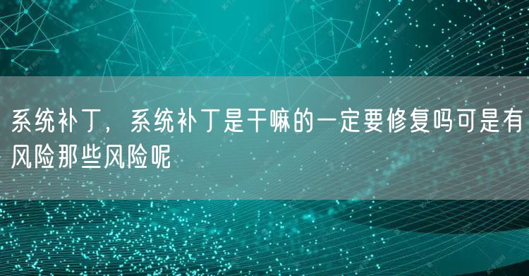 系统补丁，系统补丁是干嘛的一定要修复吗可是有风险那些风险呢