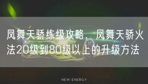 凤舞天骄练级攻略，凤舞天骄火法20级到80级以上的升级方法