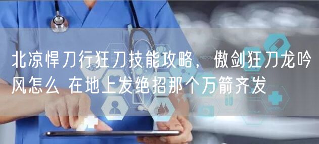 北凉悍刀行狂刀技能攻略，傲剑狂刀龙吟风怎么 在地上发绝招那个万箭齐发