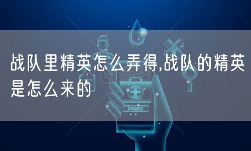 战队里精英怎么弄得,战队的精英是怎么来的