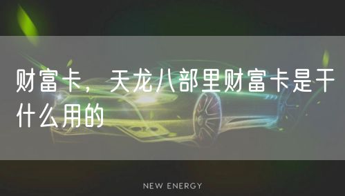 财富卡，天龙八部里财富卡是干什么用的