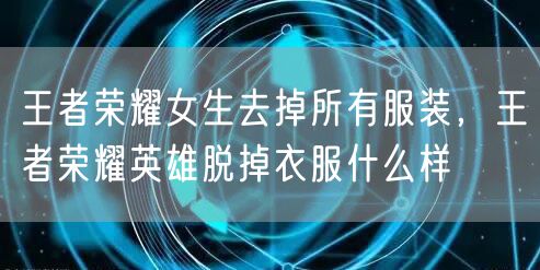 王者荣耀女生去掉所有服装，王者荣耀英雄脱掉衣服什么样