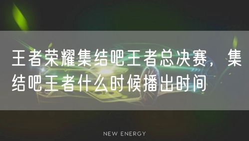 王者荣耀集结吧王者总决赛,集结吧王者什么时候播出时间