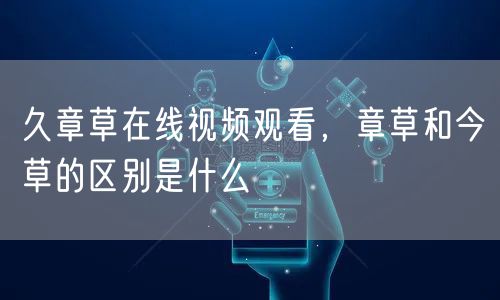 久章草在线视频观看,章草和今草的区别是什么