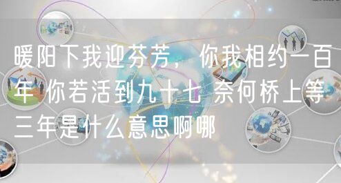 暖阳下我迎芬芳，你我相约一百年 你若活到九十七 奈何桥上等三年是什么意思啊哪