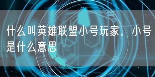 什么叫英雄联盟小号玩家，小号是什么意思