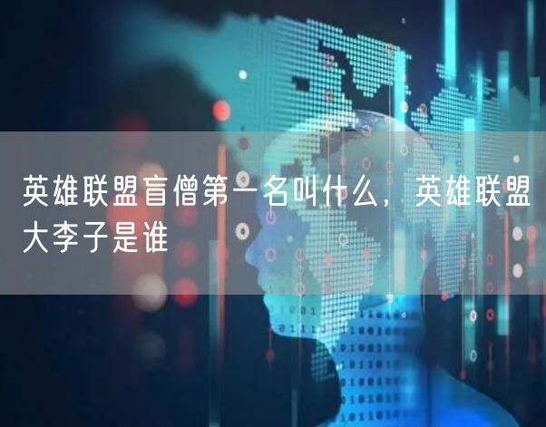 英雄联盟盲僧第一名叫什么,英雄联盟大李子是谁