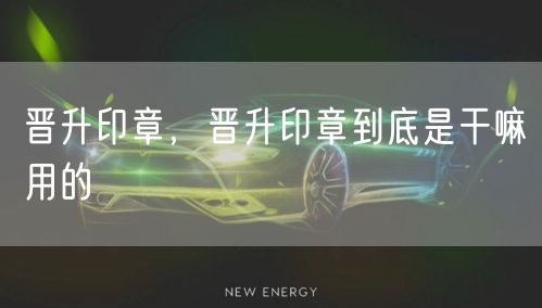 晋升印章,晋升印章到底是干嘛用的