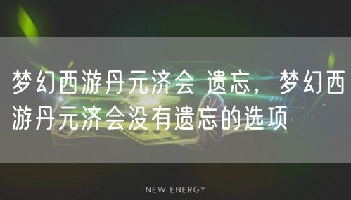 梦幻西游丹元济会 遗忘,梦幻西游丹元济会没有遗忘的选项