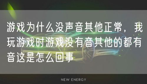 游戏为什么没声音其他正常，我玩游戏时游戏没有音其他的都有音这是怎么回事