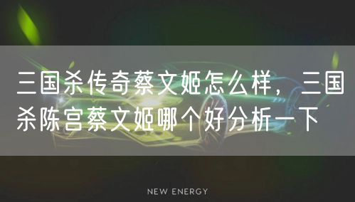 三国杀传奇蔡文姬怎么样，三国杀陈宫蔡文姬哪个好分析一下