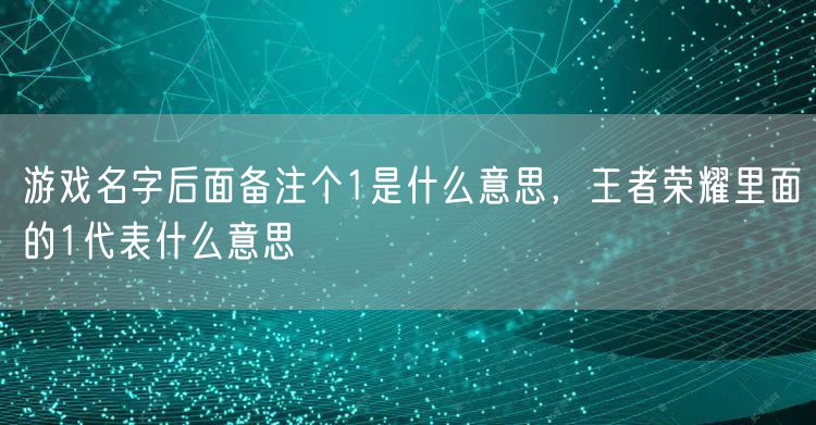 游戏名字后面备注个1是什么意思，王者荣耀里面的1代表什么意思