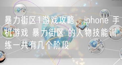 暴力街区1游戏攻略，iphone 手机游戏 暴力街区 的人物技能训练一共有几个阶段